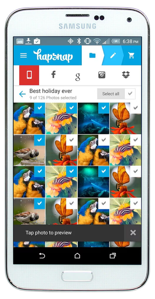 Hapsnap mobile app screen